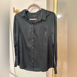 Banana Republic Dark Green Classic Fit Satin Button Down Shirt